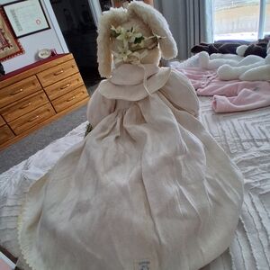 Vintage Cream Bunny Doll with Floral Headpiece